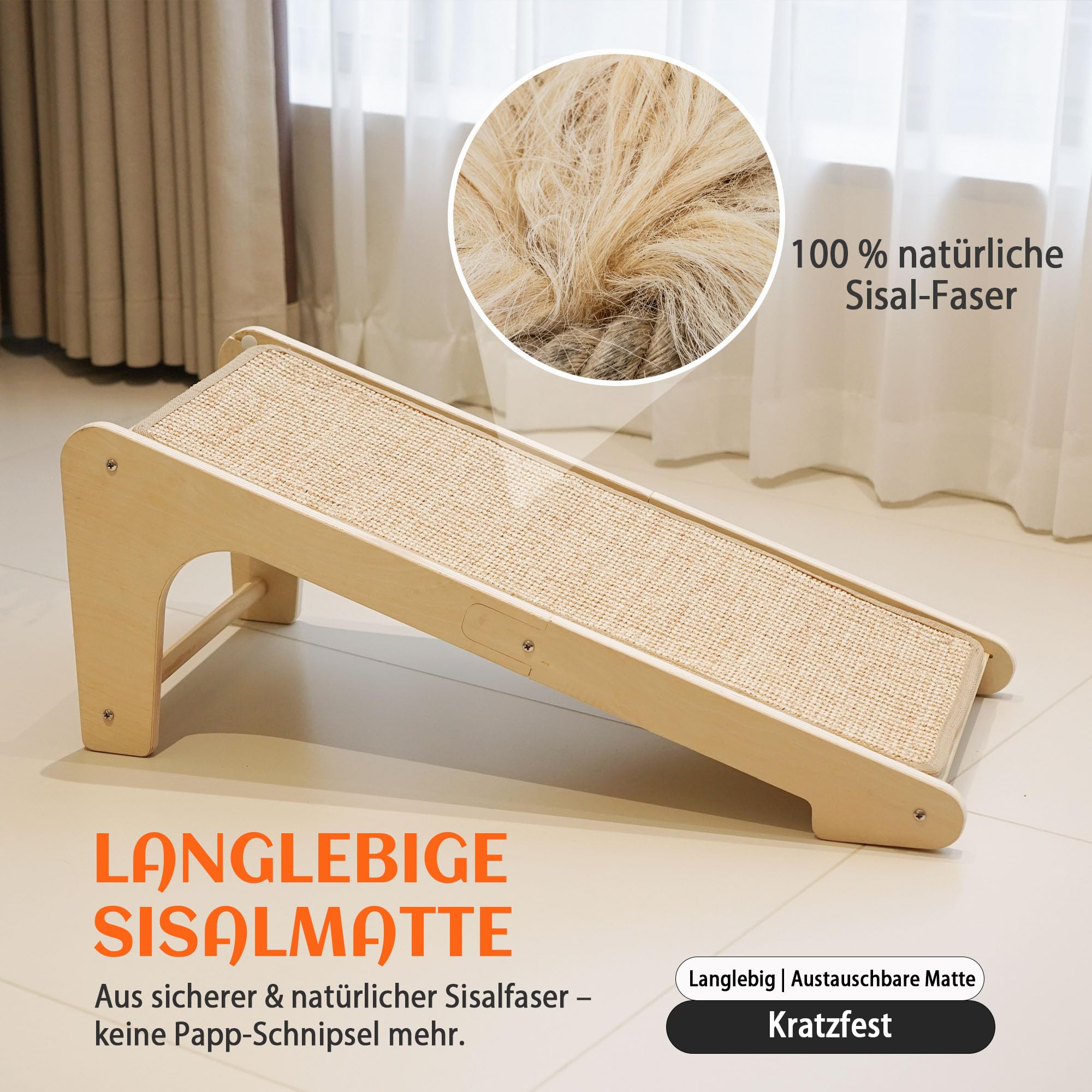 PETKARAY Dual-Use Kratzbrett Katze, 68 cm Hohe L-förmiger Sisal Kratzsäule, Kratzpads für Katzen, Katzenkratzbrett für Wand und Ecke (Mit Katzenminze, Mausspielzeug)