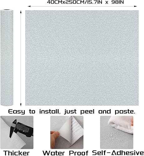 Miniatura 2 de Papel Tapiz Autoadhesivo Plateado Gris Seda - 15.7 x 98 Pulgadas Papel Tapiz Autoadhesivo Despegar y Pegar, Fácil de Pegar Papel de Contacto para