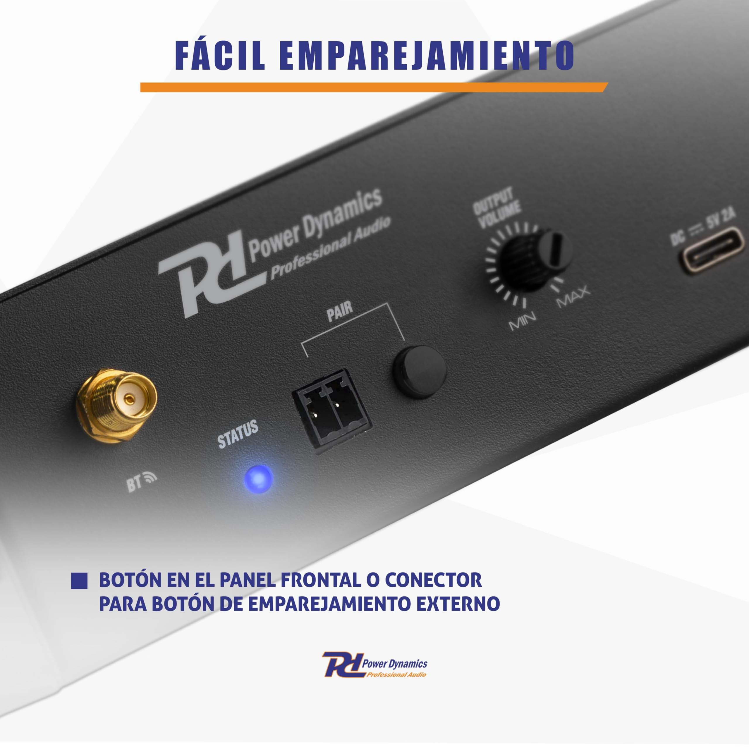 Power Dynamics PDX40 Adaptador Bluetooth estéreo, Receptor de Audio inalámbrico para Sistema estéreo, tecnología BT 5.0, 30m de Alcance, Salida XLR, Entrada Jack 6.3, Receptor Bluetooth - Negro