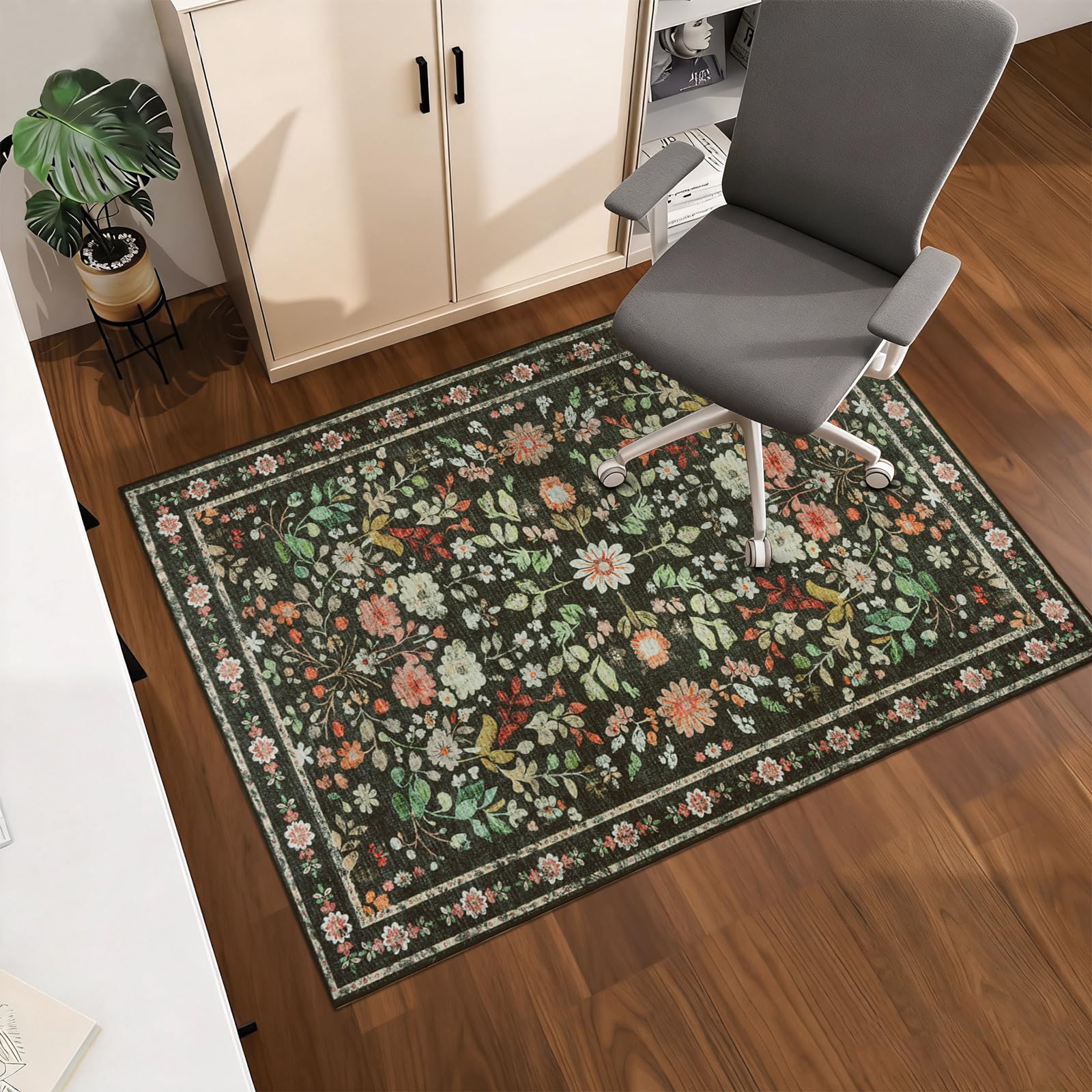 Homcomodar Office Chair Mat for Hardwood Floor 90x120cm Black Floor Protector for Office Chair Gaming Chair Mat Non-Slip Office Floor Mat for Hard Wooden Tile Floors