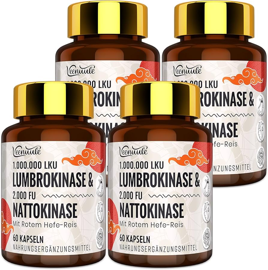 Lumbroquinasa 100 mg por Porción (Actividad Máxima - 1.000.000 LKU), Suplemento de Lumbroquinasa con 100 mg de Nattoquinasa (2.000 FU), No Modificado ...