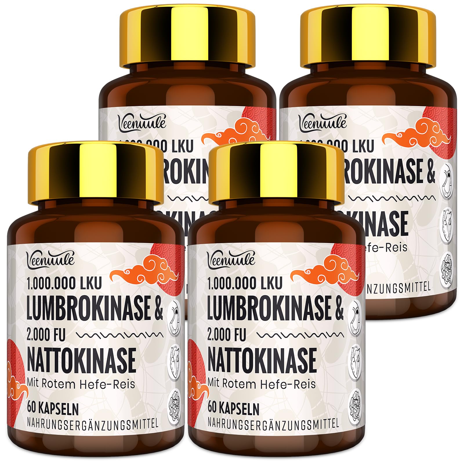 Lumbroquinasa 100 mg por Porción, Suplemento con Nattoquinasa 100 mg, No OGM, Sin Gluten, 240 Cápsulas