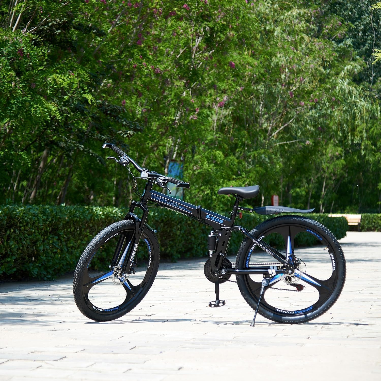 24/26/27.5 Zoll Klappbares Mountainbike, 21 Gang Shimano Schaltung, MTB mit Doppel-Federung, Leichtbau-Rahmen Mountain Bike, Faltbares Sport Fahrrad für Erwachsene
