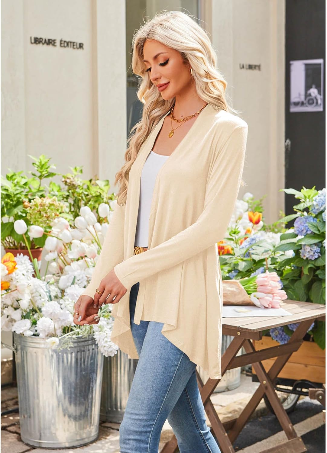 Bluetime Women's Open Front Cardigan Sweaters Lightweight Long Sleeve Drape Knit Cardigans with Pockets (S-3XL) - Image 3