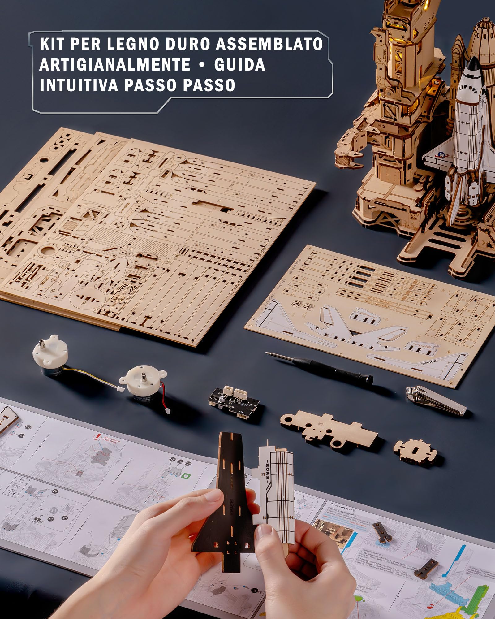 ROKR Puzzle 3D Legno lo Space Shuttle, Modellismo da Costruire Adulti Razzo Regali di compleanno per Bambini e Adulti, Space Shuttle, LKA02