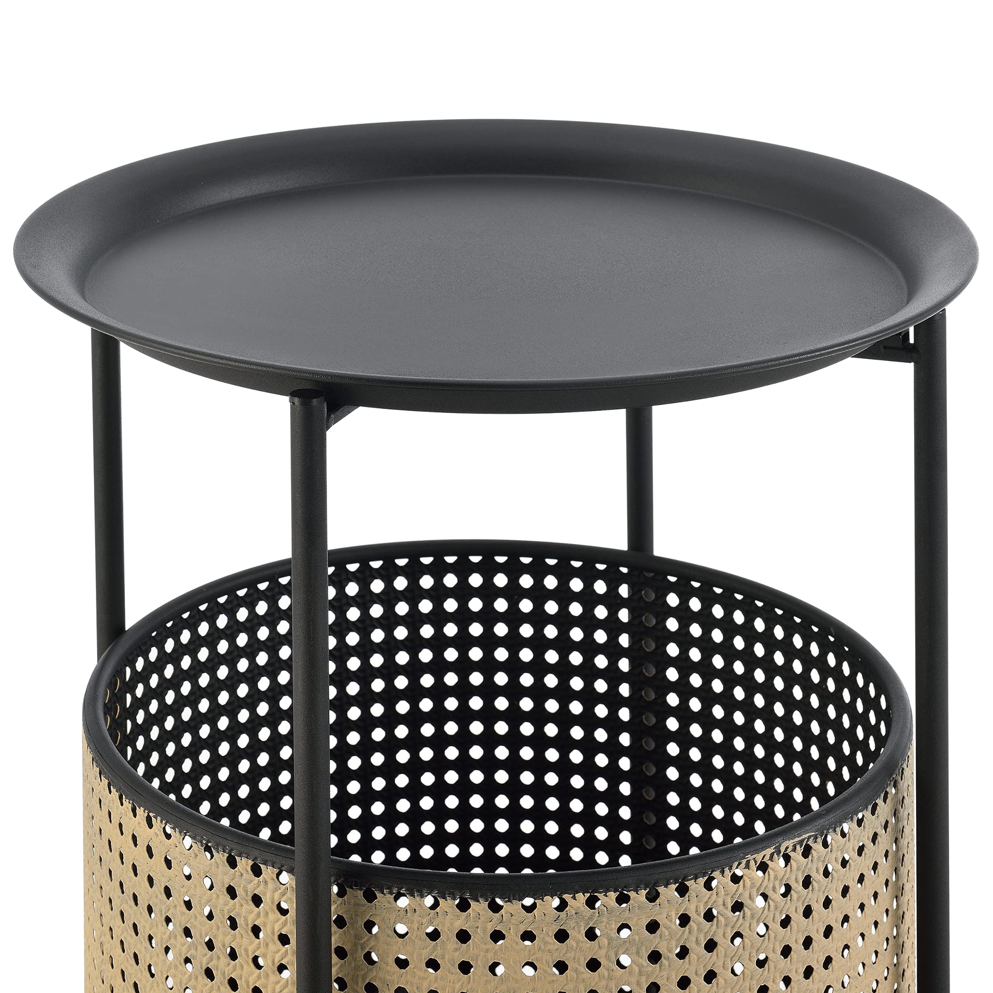 [en.casa] Table Basse Stylée à Plateau Amovible Panier Amovible Table d'appoint Multi-usages pour Bureau Salon Métal 45 x 35 cm Noir Sable