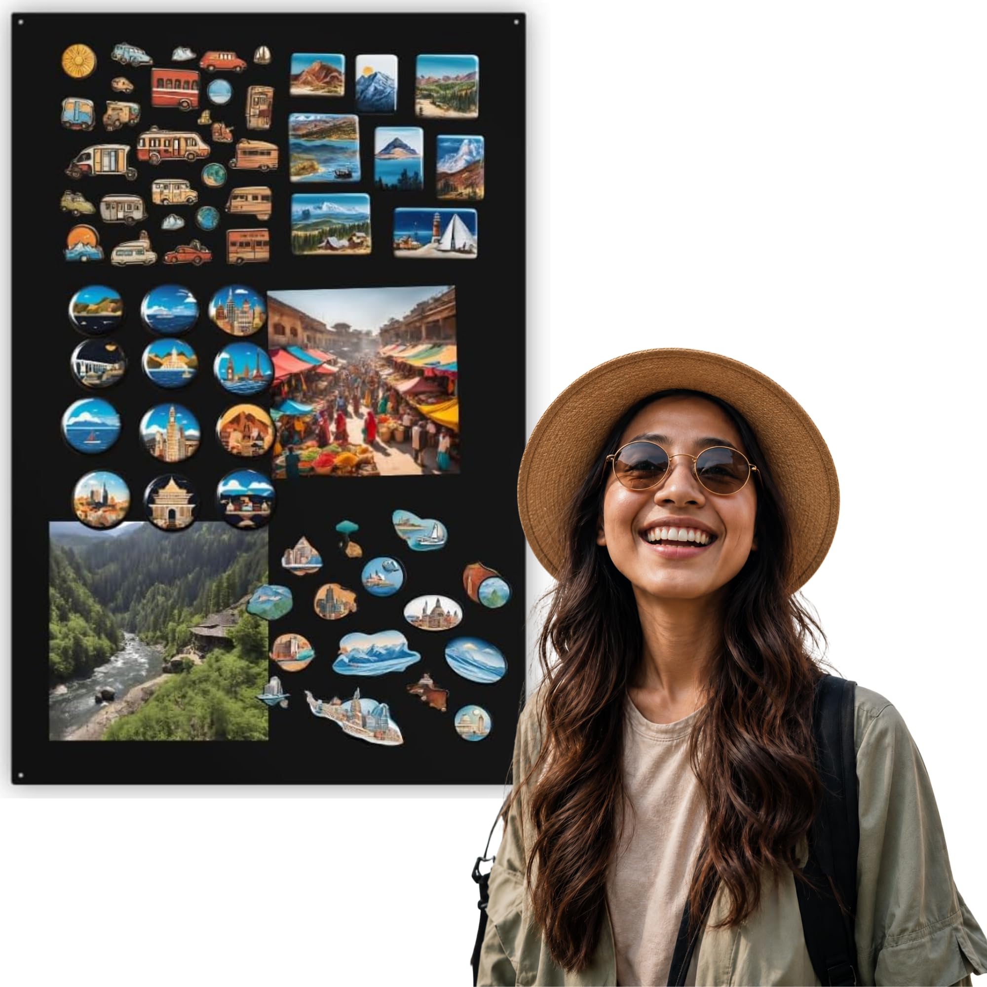 Tableau Magnétique - Tableau Effaçable en Acier - Idéal pour Aimants et Notes - Tableau Noir Magnétique Mural - Compatible avec Marqueurs Craie - Kit de Montage Inclus - 80x50 cm - Noir
