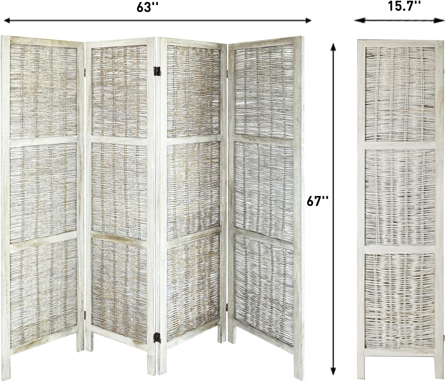 Buy Babion 4 Panel Room Divider, Grass Willow HandWoven Screen, Room