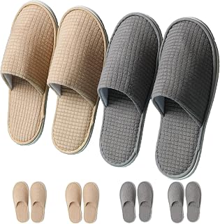 COZYAREA Reusable Washable Spa Guest Slippers - 6/12 Pairs Unisex Polar Fleece Hotel Slippers for Travel, Weddings, Parties