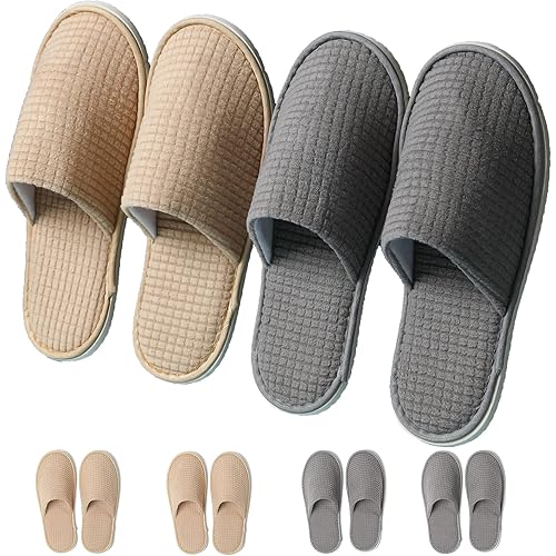 COZYAREA SPA Slippers, 6 Pairs Disposable Slippers for Guests, Soft Hotel Slippers Polar Fleece, Washable Reusable House Slippers Unisex, Bride Slippers for Wedding Party Bedroom Travel