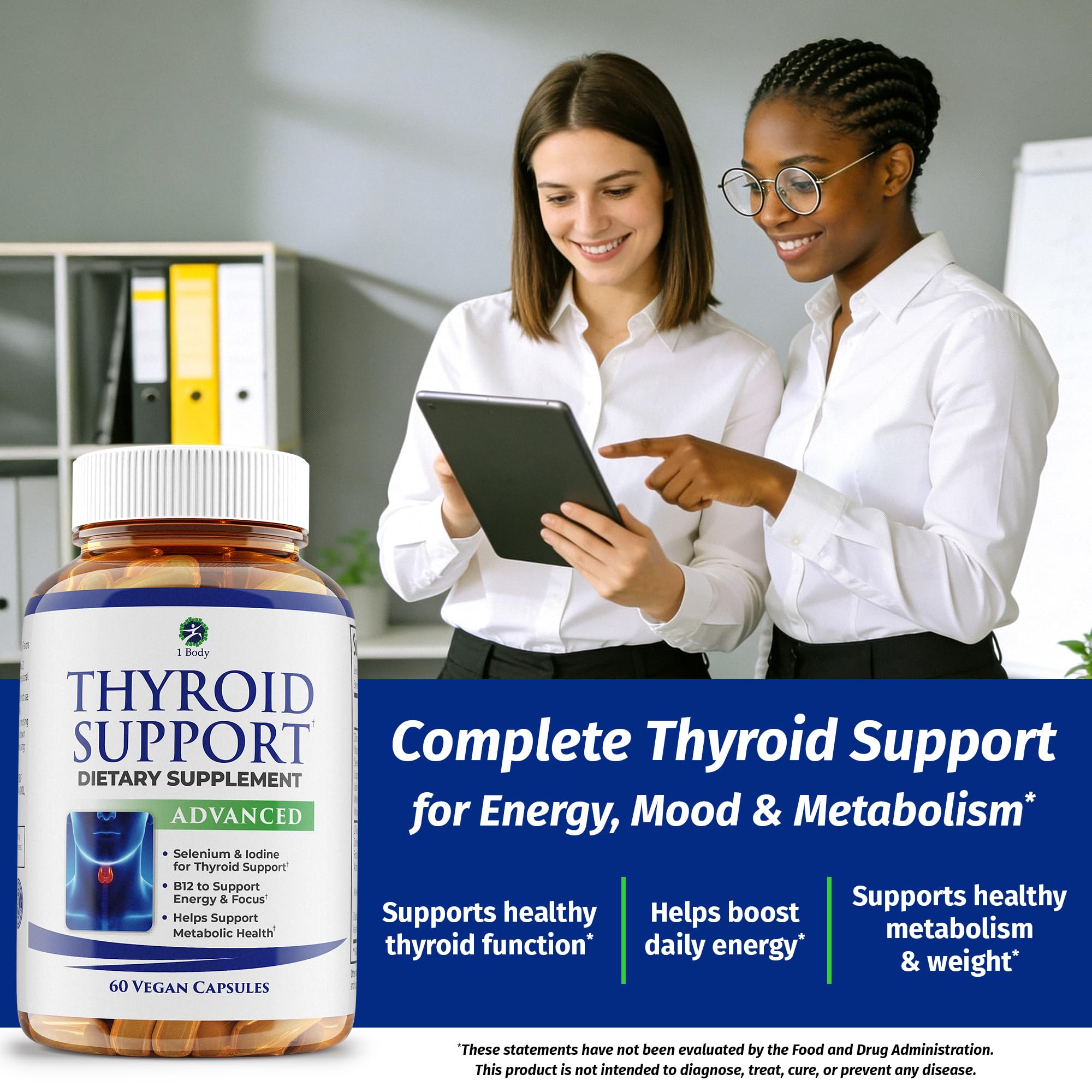 1 Body Thyroid Support Formula (2 Pack) – Iodine & Selenium Supplement for Energy & Focus — Amazon image 3
