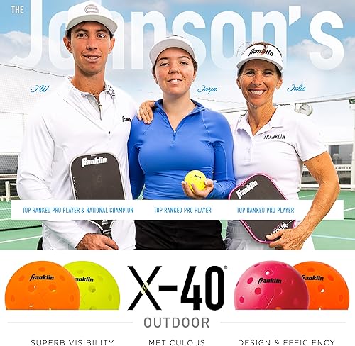 Miniatura 6 de Franklin Pickleball - Juego de paletas de fibra de carbono para 2 jugadores y pickleball X-40  (2) paletas de fibra de carbono  (4) bolas X-40