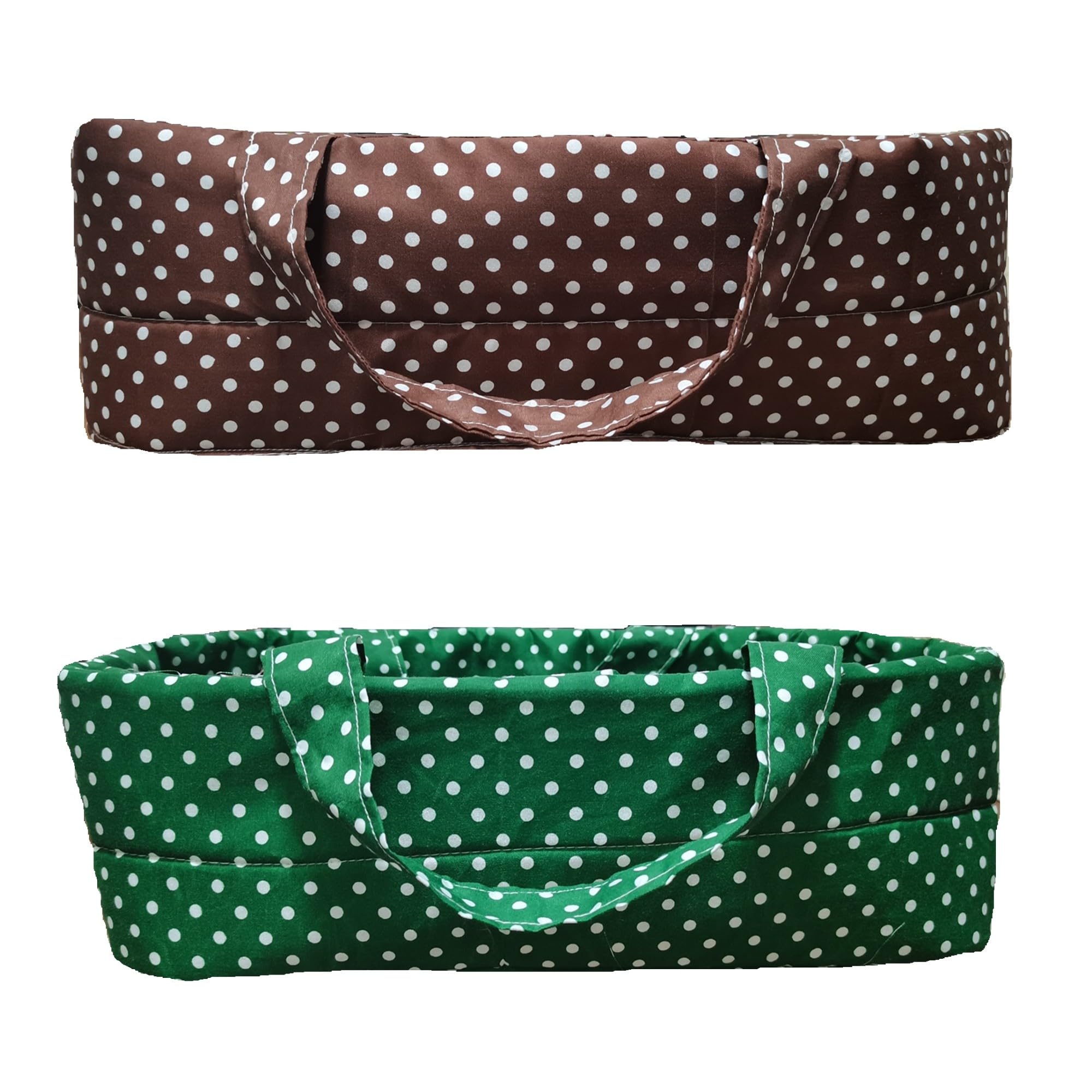 2 Baby Dolls Brown and Green Dots Toy Bassinet for Newborn Reborn Baby Dolls (12 inch)