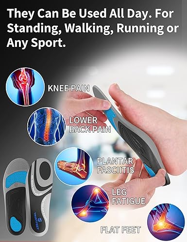 Miniatura 9 de Plantillas ortopédicas de apoyo resistentes para el trabajo, antifatiga, alivian el dolor de pies, botas de trabajo, insertos para estar de pie todo