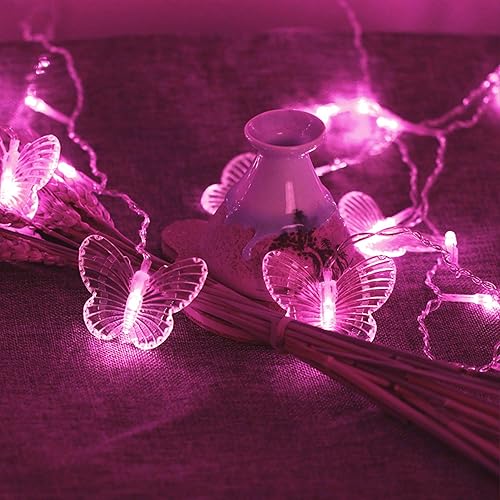 Miniatura 4 de Decorman Luces de cortina de mariposas, 13 pies, 96 luces LED USB para ventana, 16 mariposas, 8 modos, luciérnaga, temporizador, luces con control