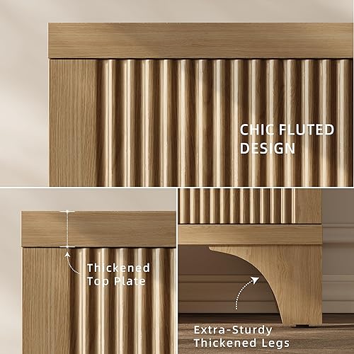 Miniatura 3 de Gabinete de buffet acanalado moderno de mediados de siglo con almacenamiento, aparador decorativo y armario de almacenamiento de credenza