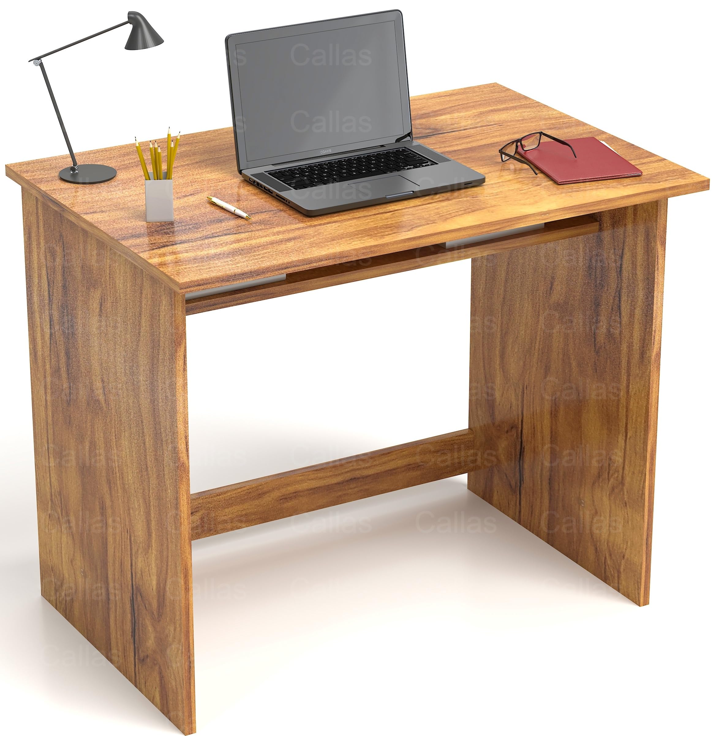Callas Computer Desk for Home Office – Modern Writing Study Table for Laptop – Small Space Desk for Bedroom, Living Room, or Study – Sturdy & Simple Workstation (ST-02-Brown)