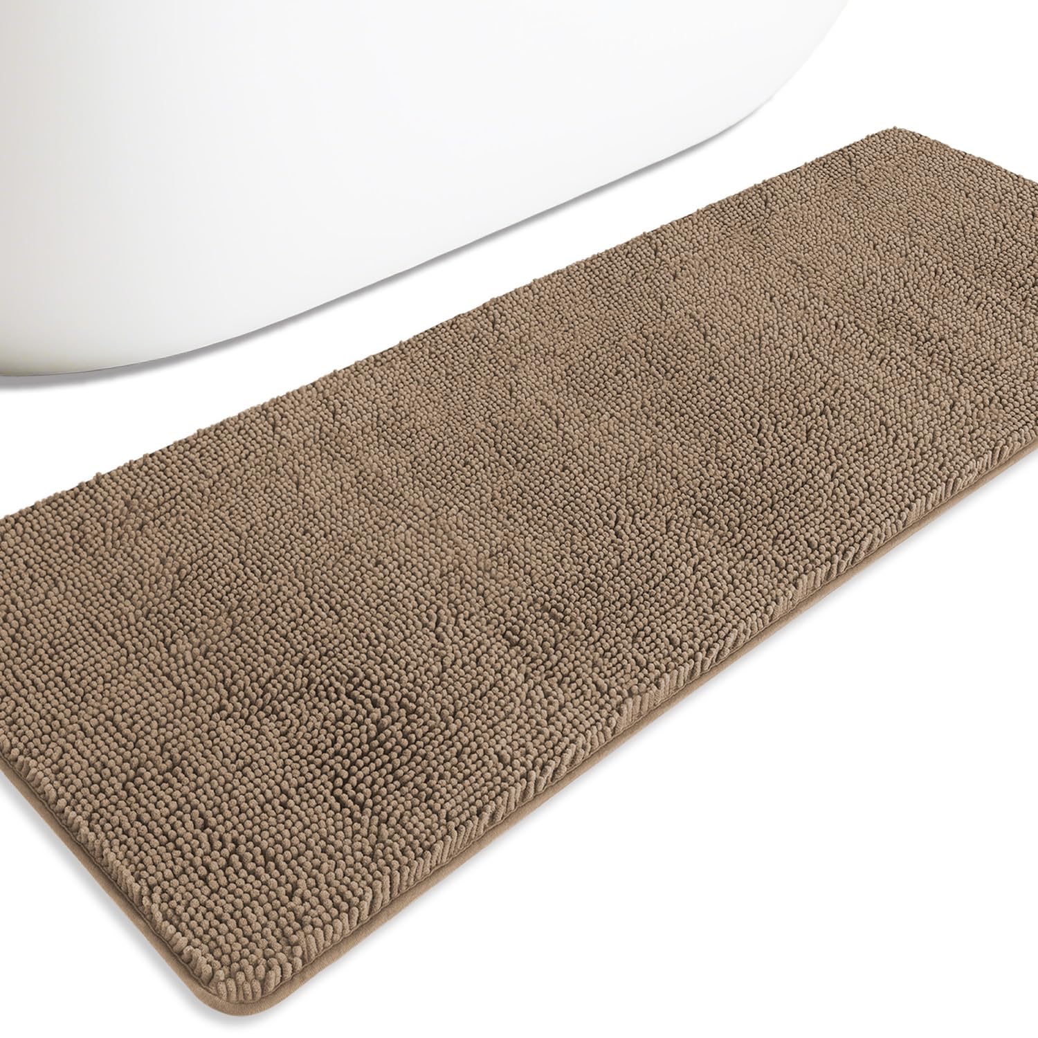 PureSwan Bathroom Runner Rugs 24 x72 Non Slip – Extra Large Long Bath Mat | Absorbent and Washable Thick Chenille Bath Rug for Bathroom, Shower, Sink(Taupe) — image 1