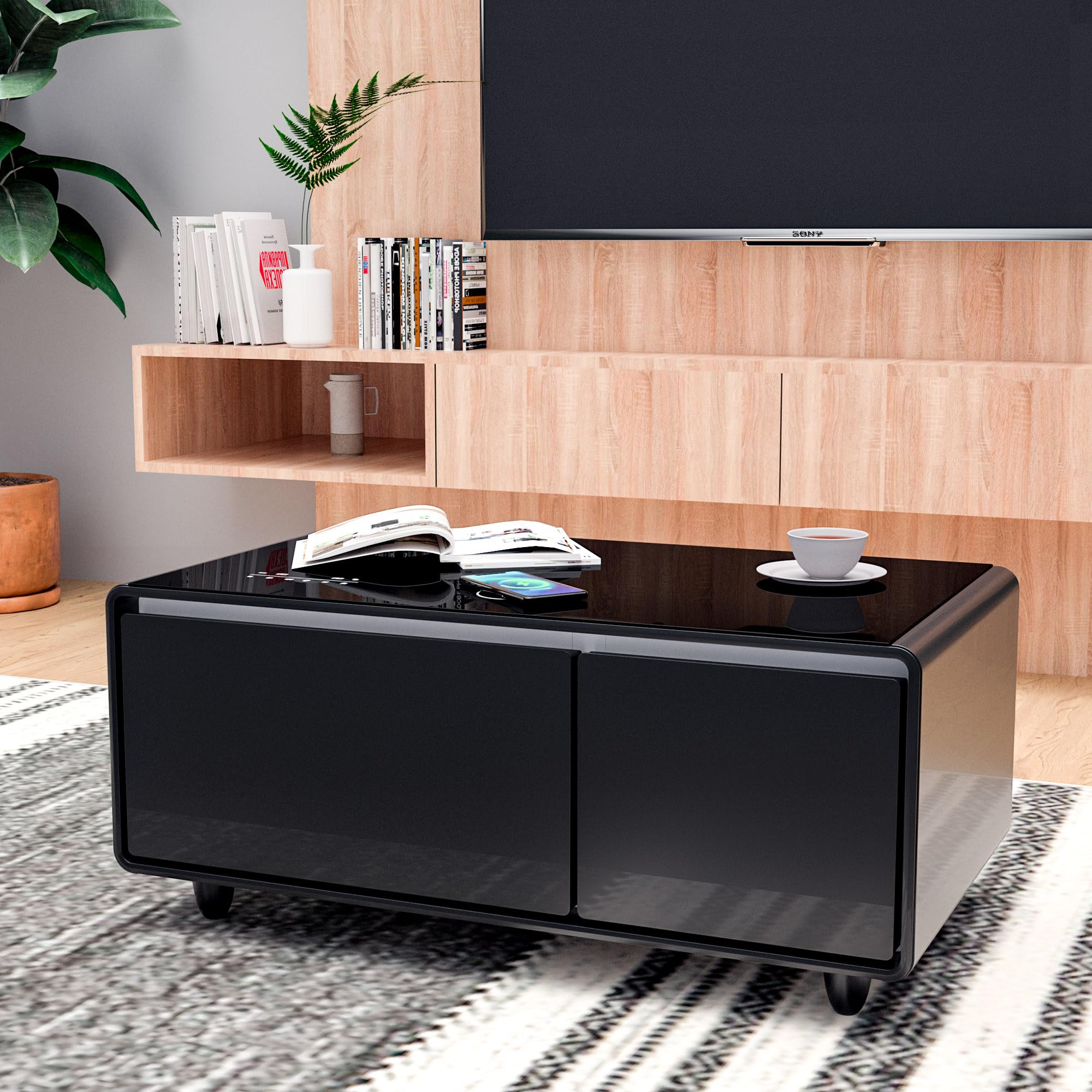Amazon.com: Merax Modern Smart Coffee Table with Built-in Fridge