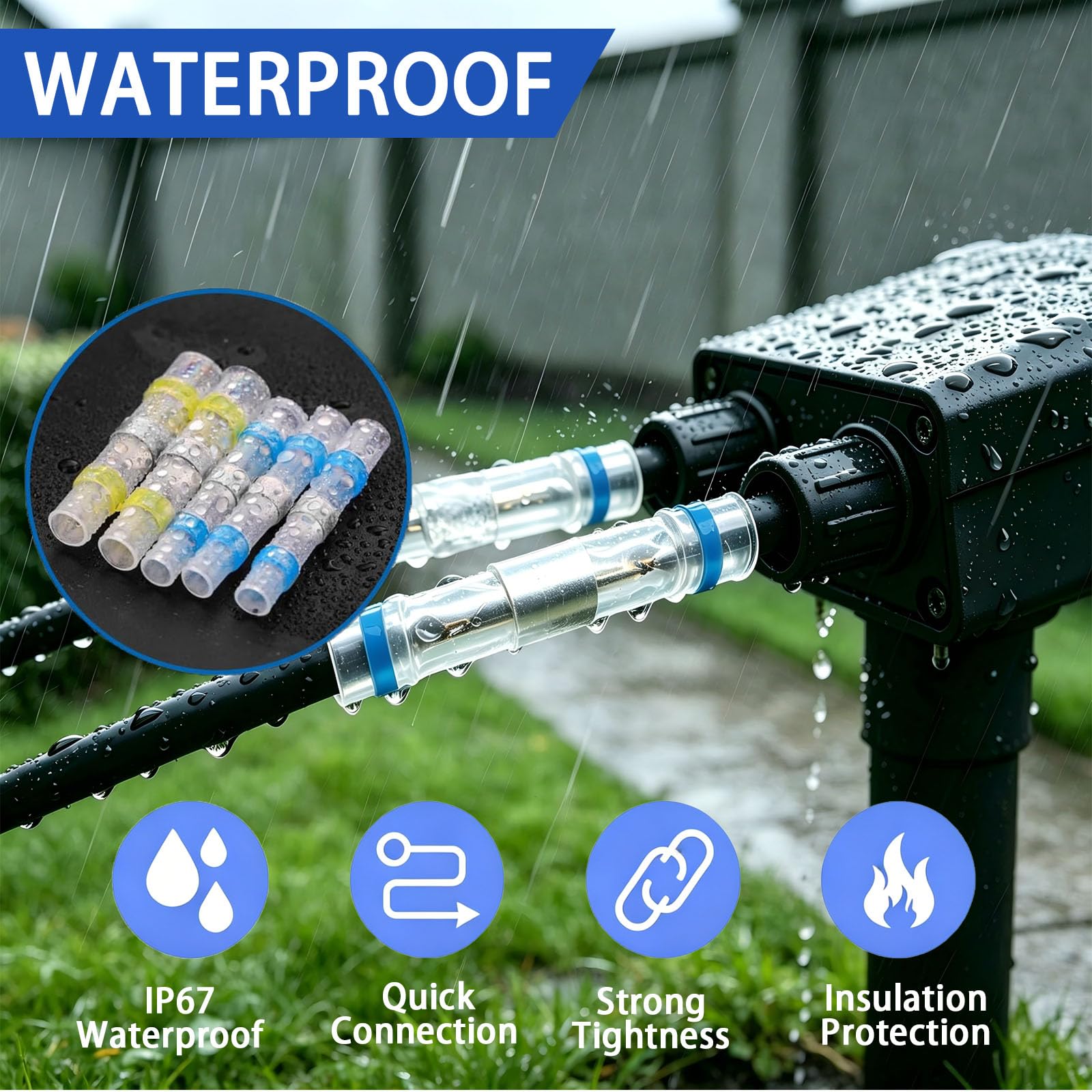 Mini kit de pistola de calor con 300 conectores de alambre termorretráctiles, conectores de alambre termorretráctiles impermeables, funda termorretráctil de 26-10 AWG para automoción, marina