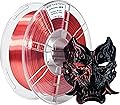 iBOSS PLA 3D Printer Filament, PLA Filament 1.75mm Bi-Color Silk Filament, Bright 3D Printing Filament Co-Extrusion 1kg (2.2lbs), Bicolor Black Red