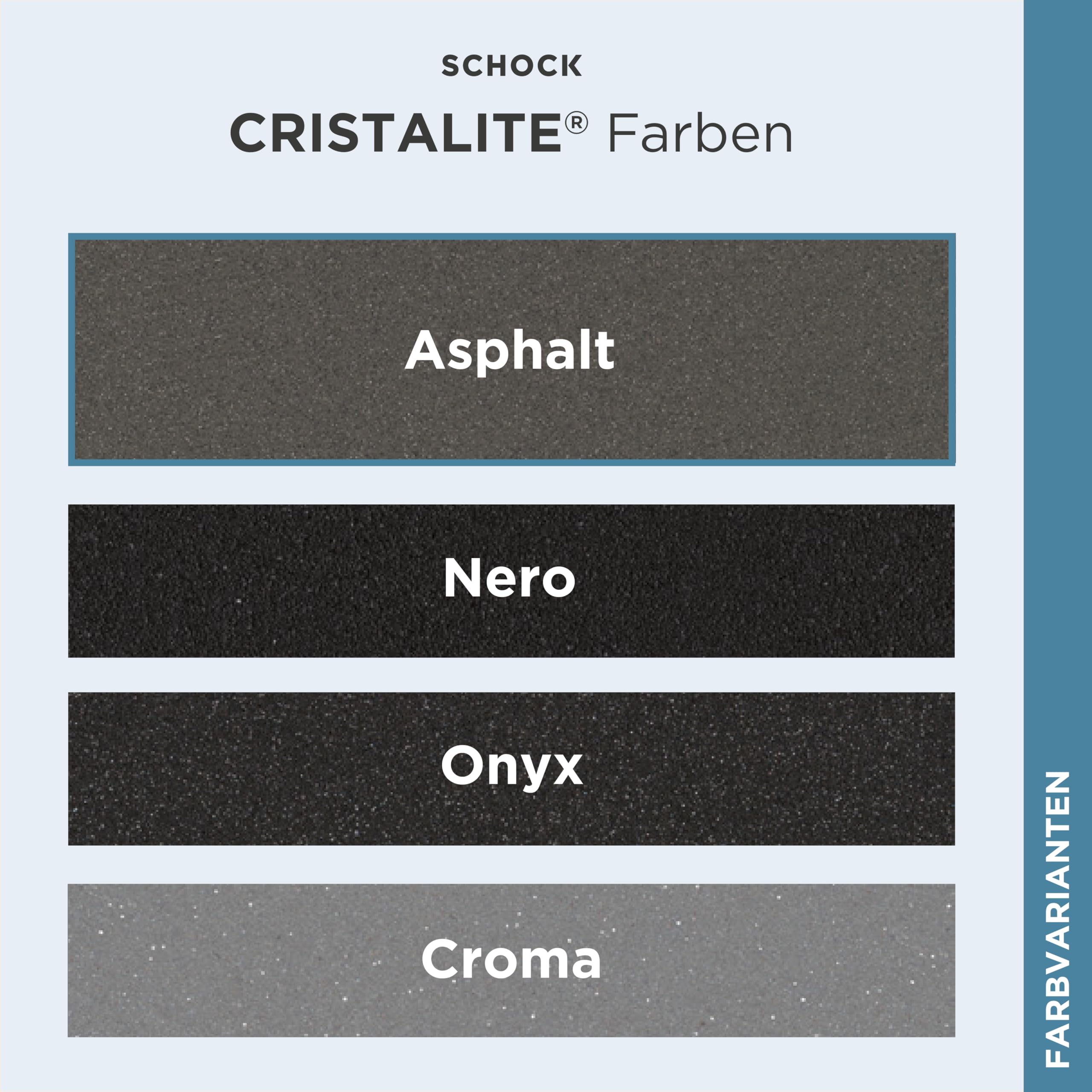 SCHOCK Küchenspüle Typos D-100S Asphalt 86x43,5 cm | Granitspüle aus CRISTALITE Grau mit Abtropffläche | Spüle für 45 cm Unterschrank | Reversible Einbauspüle | Robuste Quarzkomposit-Oberfläche