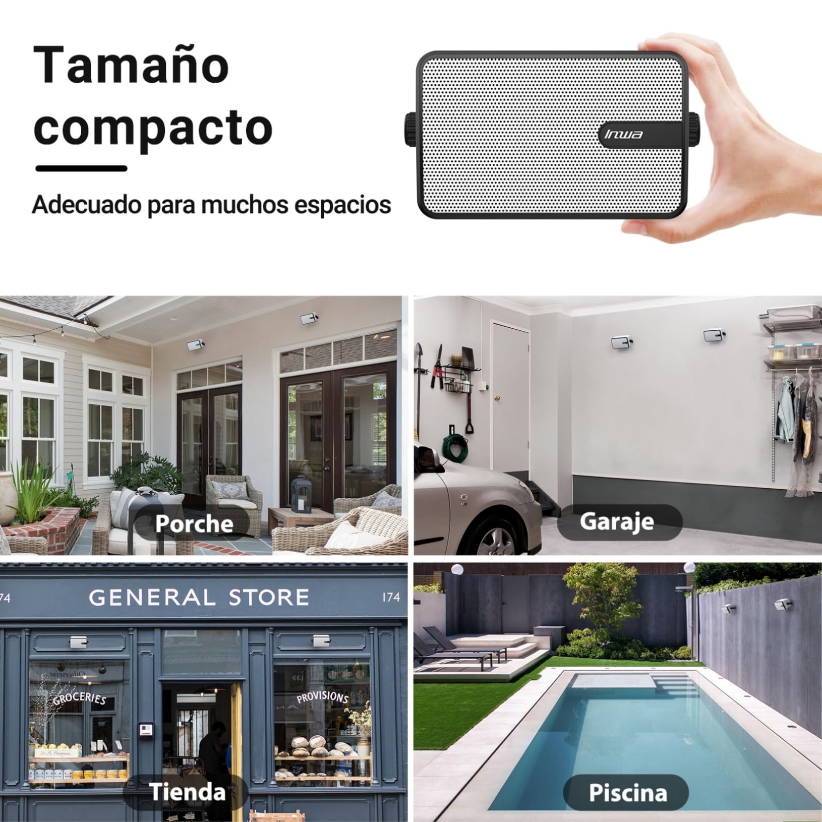 Inwa Altavoz Bluetooth Exterior, Potente Sistema de Sonido, Impermeable IPX5 Altavoces, 250W, (2 Unidades Sync Speaker & Adaptador AC/DC, 1 Control Remoto, RMS 25W)