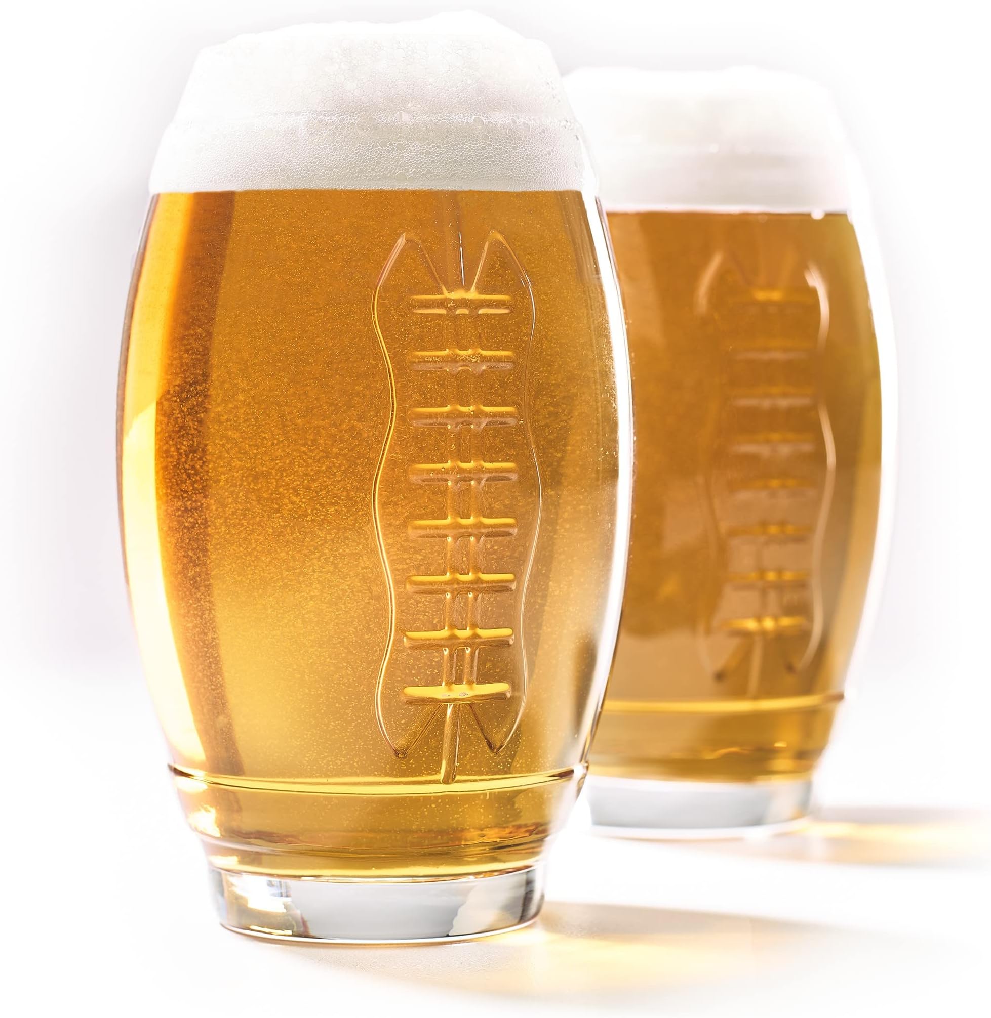 40YARDS American Football Glass (Set of 2) with Raised Seam (600 ml) - Great Gift for Fans or Decoration at the Bowl Party