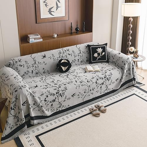 Miniatura 7 de HANDONTIME Funda de sofá reversible color caqui, funda protectora de felpilla con borla, 71 x 134 pulgadas para sofá de 3 plazas, funda protectora