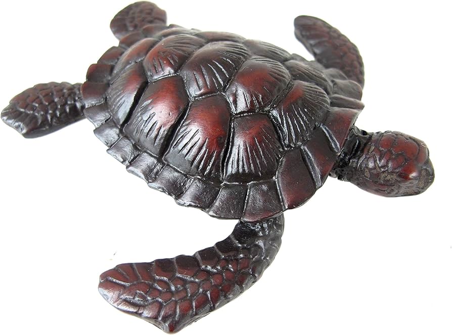 Small Resin Sea Turtles - Loggerhead Sea Turtle Figure - Good Luck Feng  Shui Sculpture Collectible for Table Top or Wall Hanging - 4 Inches (Amber  ...