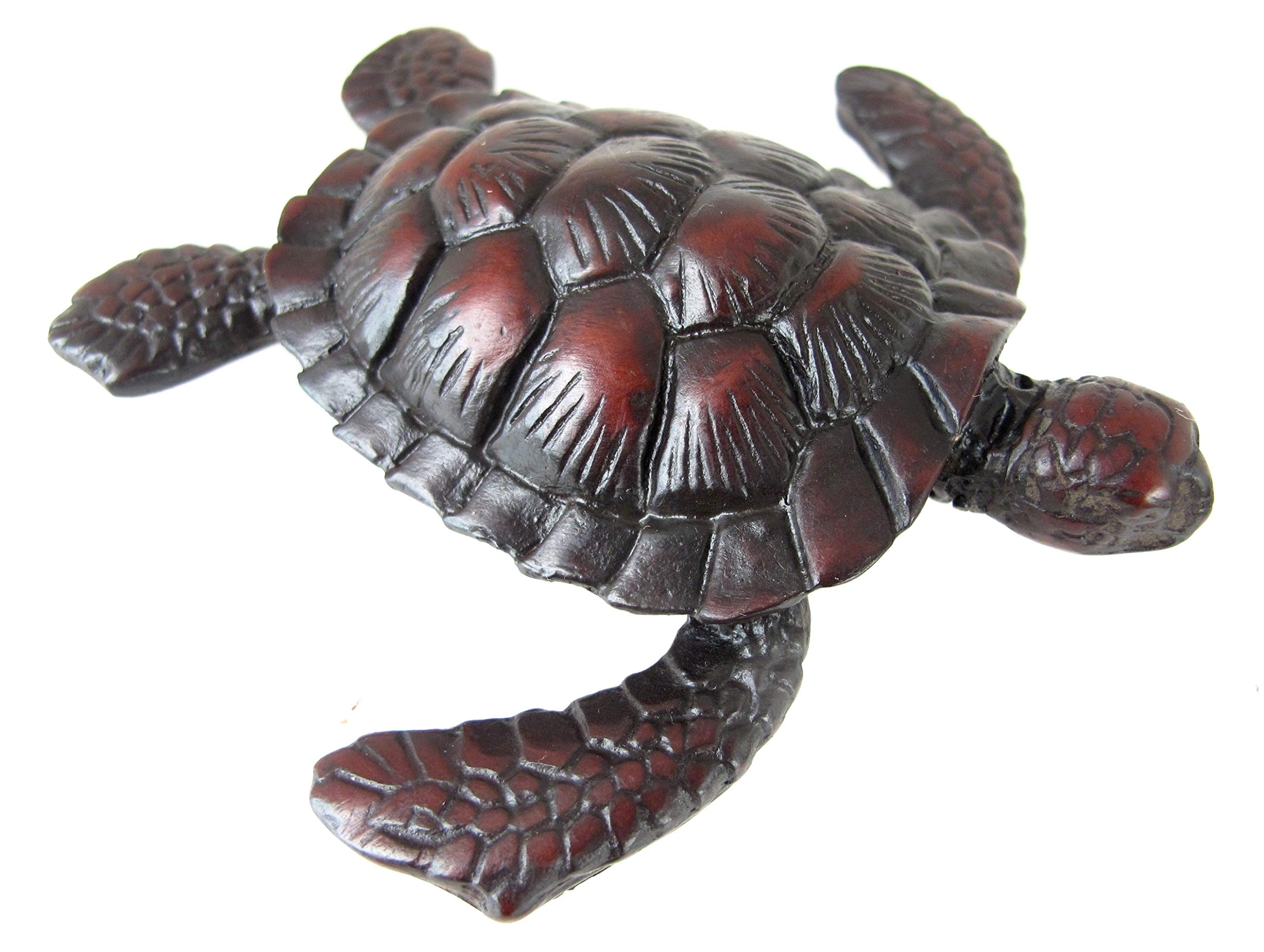 Blue Orchid Small Resin Sea Turtles - Loggerhead Sea Turtle Figure - Good  Luck Feng Shui Sculpture Collectible for Table Top or Wall Hanging - 4