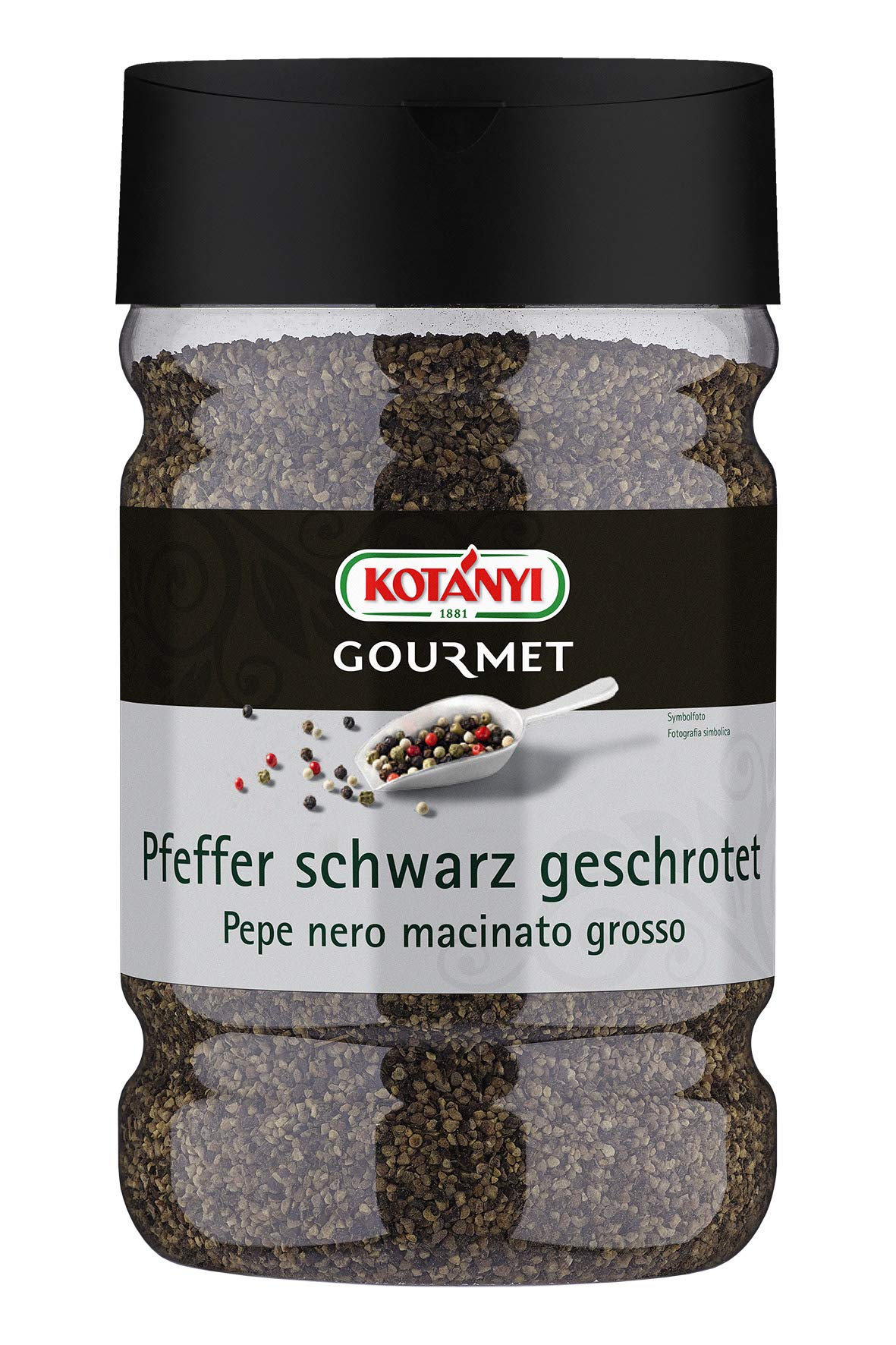 Kotanyi Pfeffer schwarz geschrotet Gewürze für Großverbraucher und Gastronomie, 630 g