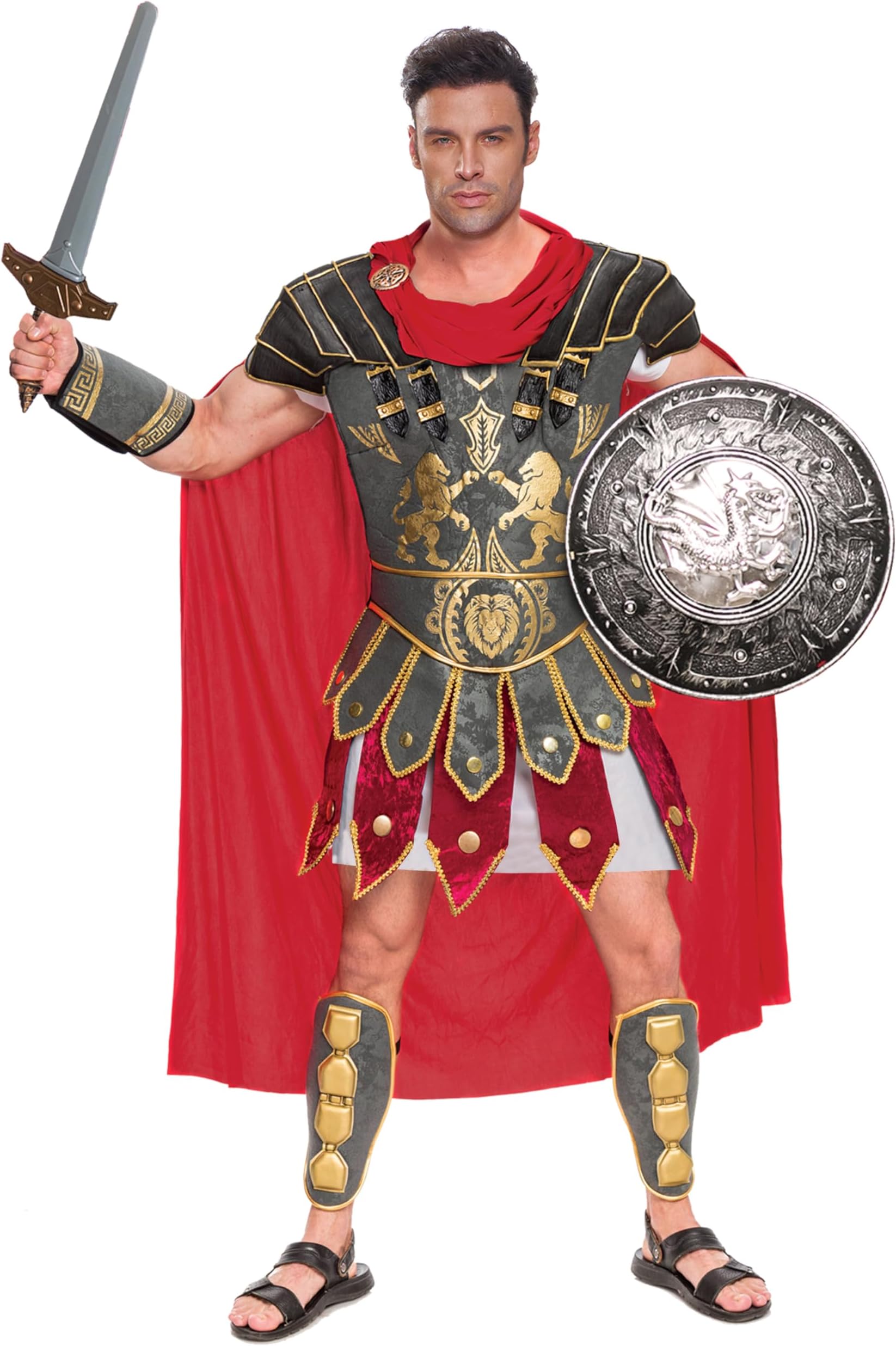 Spooktacular Creations Brave Men’s Roman Gladiator Costume Set for Halloween Audacious Dress Up Party