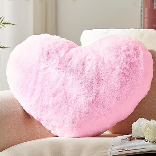 Chingcoo Coussin Coeur, Coussin Decoratif, Convient pour Salon, canapé, Chambre à Coucher, lit 40 x 35 x 11 cm - Rose