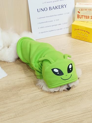 Miniatura 3 de QWINEE Sudadera con capucha para perro de alienígena, abrigo cálido para cachorros, sudadera para Navidad, Halloween, disfraz de perro, ropa de