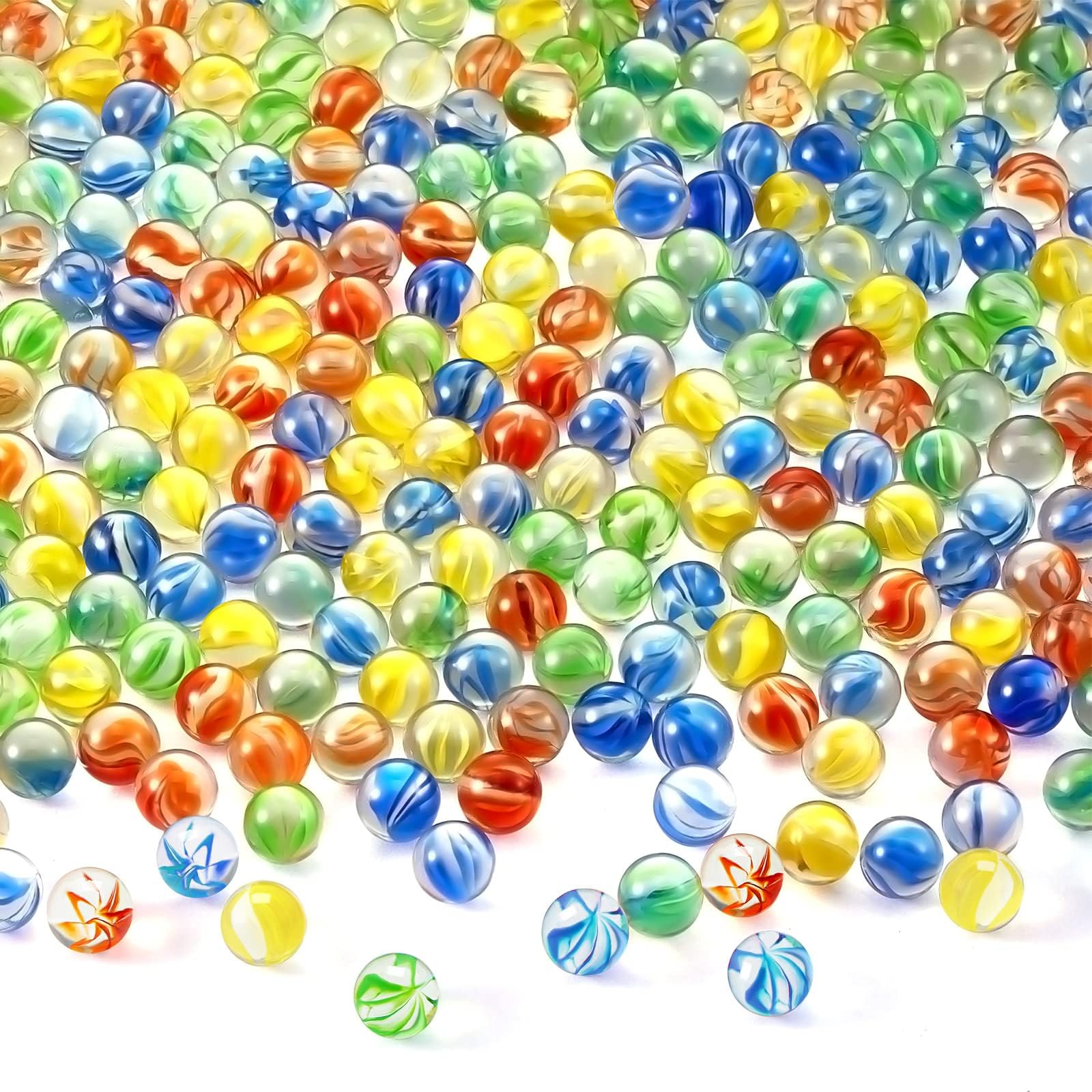 Lewtemi1500 Pcs Cats Eyes Glass Marbles Color Mixing 0. 55 Inch Solid Round DIY Colorful Glass Marble for Kids Slingshot Home Decoration Chinese Checkers Game for Crafting Party Favors