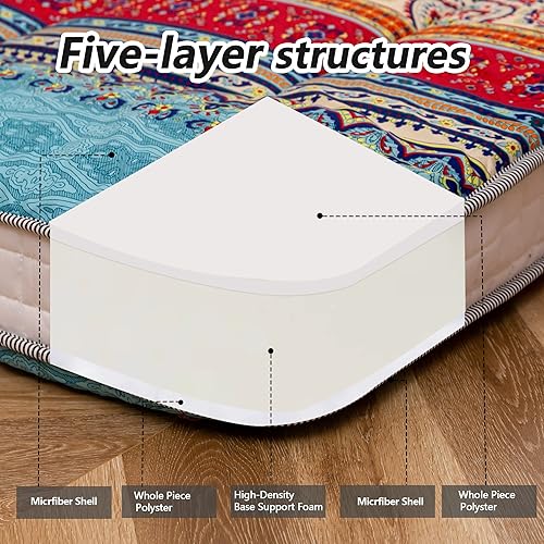Miniatura 55 de MAXYOYO Colchón tipo futón con estampado floral, acolchado japonés, extra grueso, plegable, transpirable, tumbona para el suelo, cama de invitados