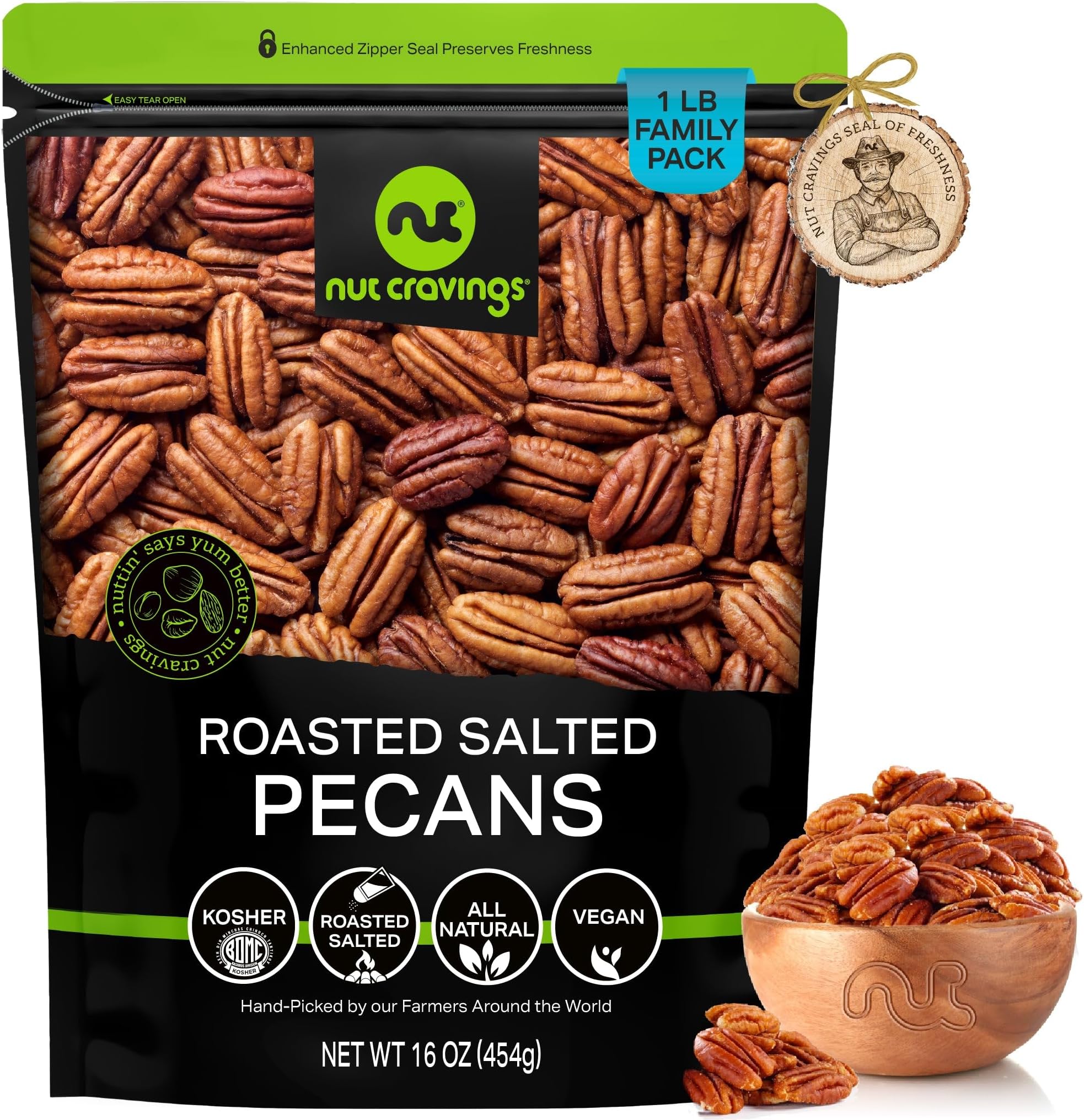 Roasted Salted Pecans (1Lb)