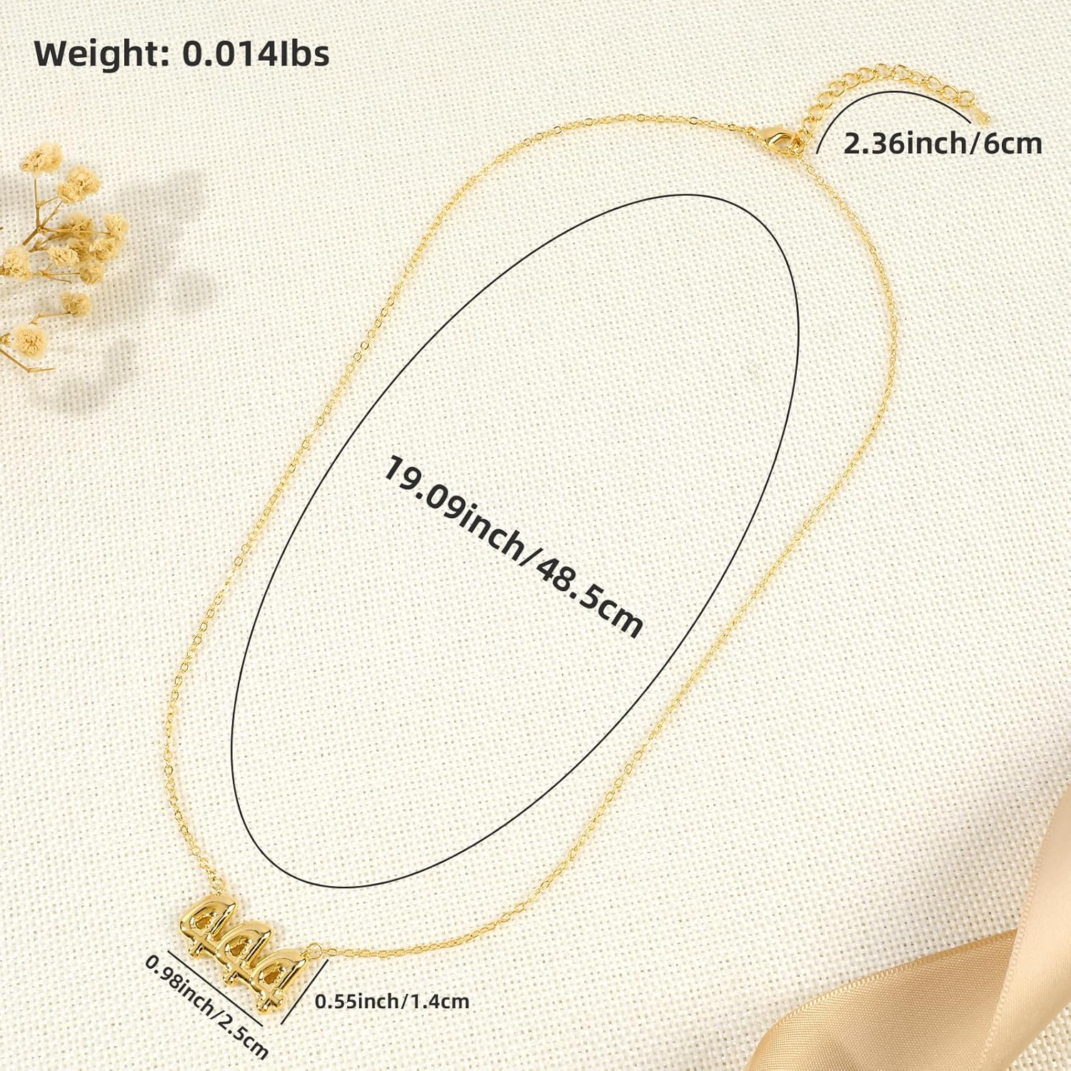 NEKOL Bubble Angle Number Necklace 444 for Women, 18K Gold Plated Lucky Number Pendant Numerology Jewelry Friendship Birthday Gift Valentine's Day - Image 5