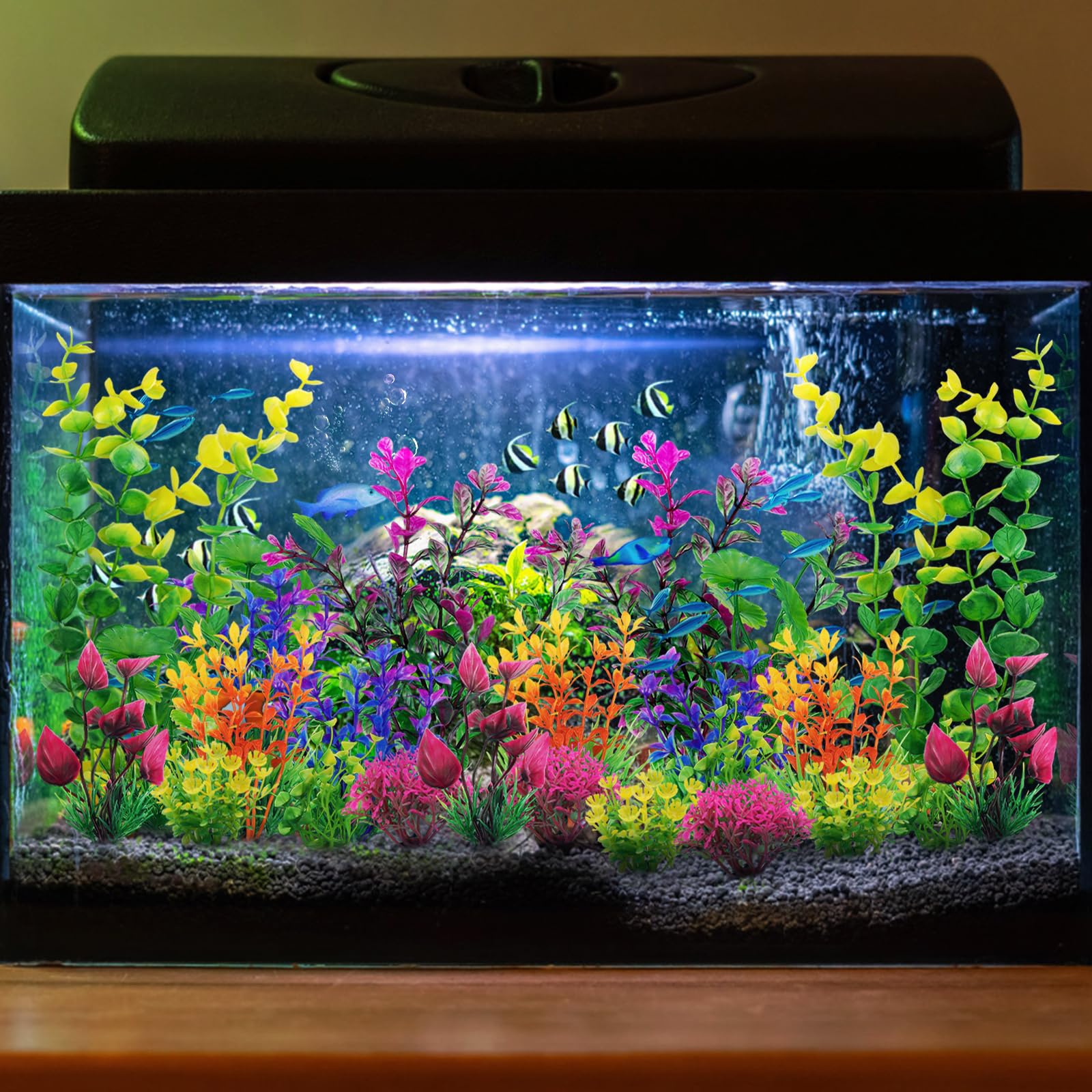 QUOZUO 25 Pcs Artificial Plants for Aquarium Decoration Multicolor Plastic Plants Fish Tank Decoration, Colorful, Small to Large - Image 3