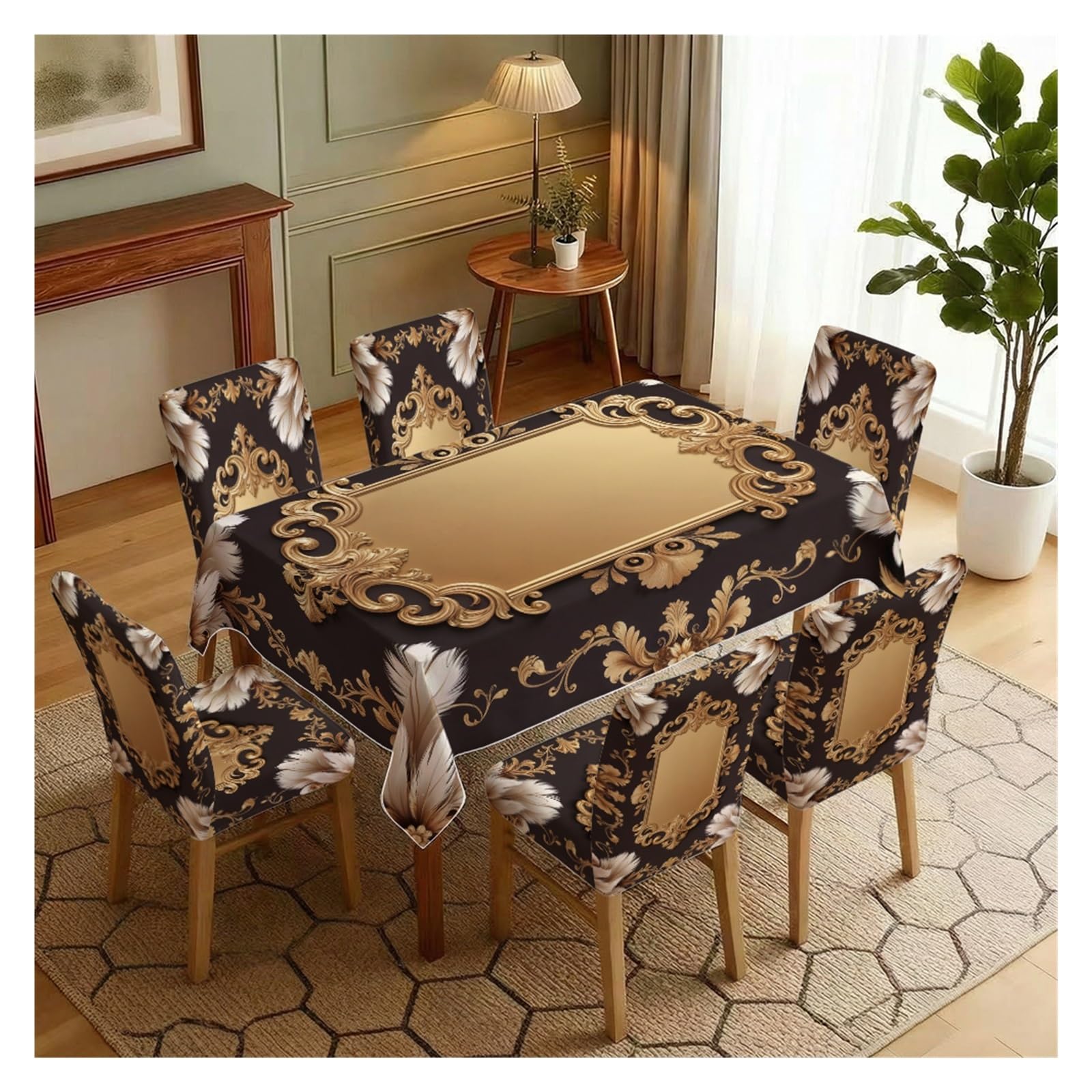 Housses de chaise cuisine salon extensibles avec nappe table fête