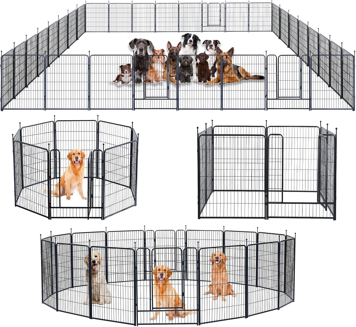 Dog Playpen,Portable Outdoor Dog Fence, Dog Playpen for Large/Medium/Small Dogs, Dog Fences for The Yard,with Doors Foldable Metal (40 inch, 32 Panels)
