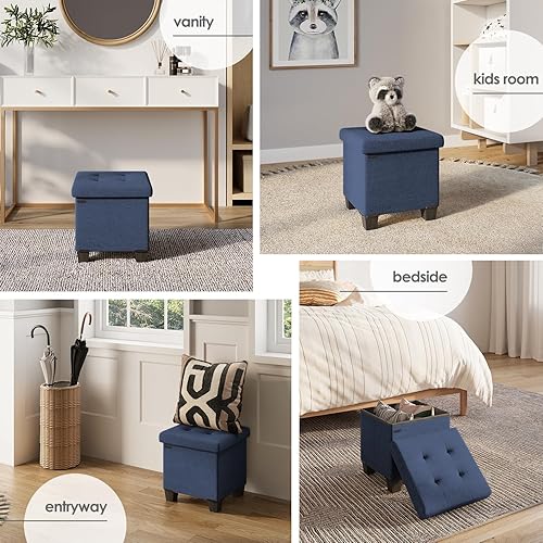 Miniatura 293 de Otomana plegable para dormitorio o sala de estar, con contenedores de almacenamiento, reposapiés para el extremo de la cama, soporta hasta 660 lb,