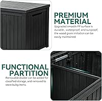 Vista 6 de YITAHOME Caja de almacenamiento para exteriores XL de 180 galones, grande, con divisor para muebles de patio, cojines de exterior, herramientas