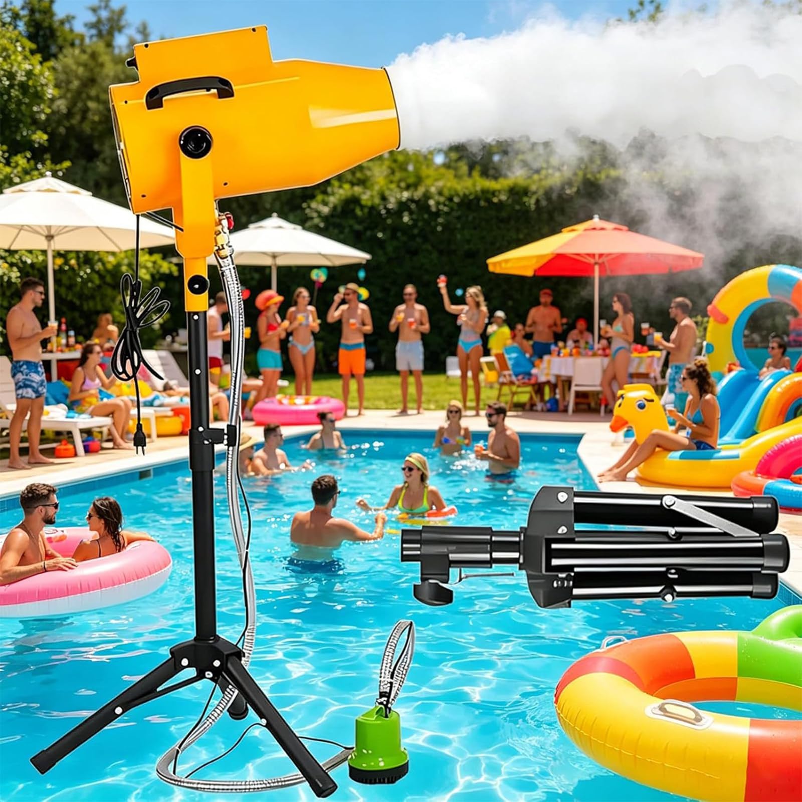ZHIGUANYUN Stage Foam Machine, Party Foam Cannon, Portable Bubble Machine with Tripod — for Summer Garden Parties, Camps, and Pools