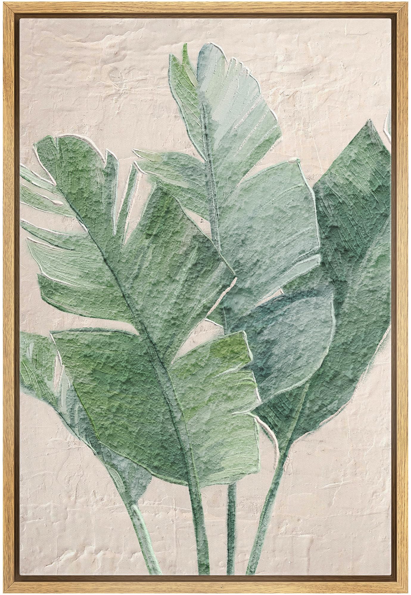 SIGNWIN Framed Canvas Print Wall Art Palm Tree Illustration, Tropical Botanical Print, Vintage Palm Tree Wall Art, Tropical Island Decor for Living