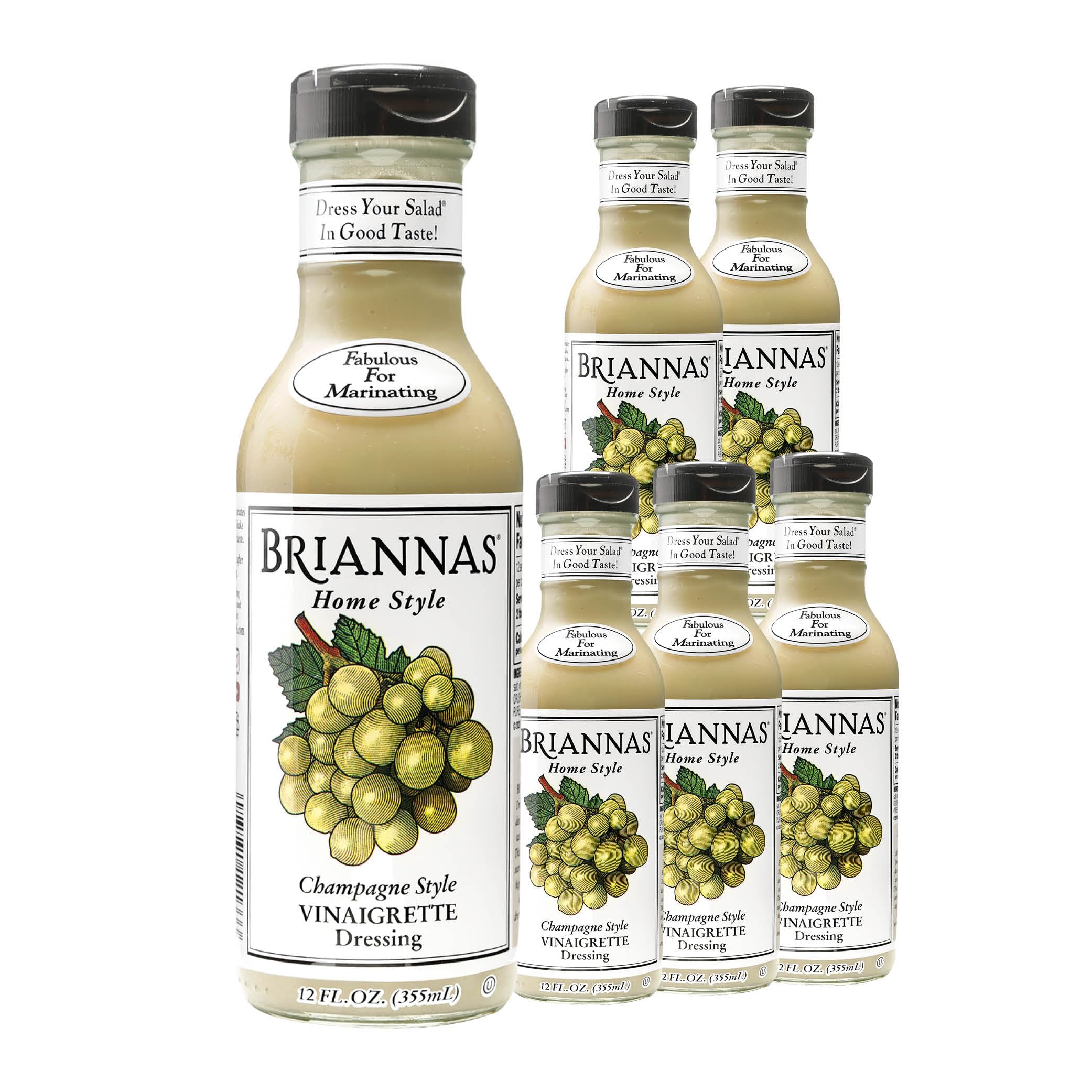 Amazon.com : BRIANNAS - Home Style Champagne Vinaigrette Dressing  Fine Salad  Dressing made with Premium Ingredients - Gluten Free & Kosher Dressing - 12  oz. Bottles - 6 Pack : Grocery & Gourmet Food
