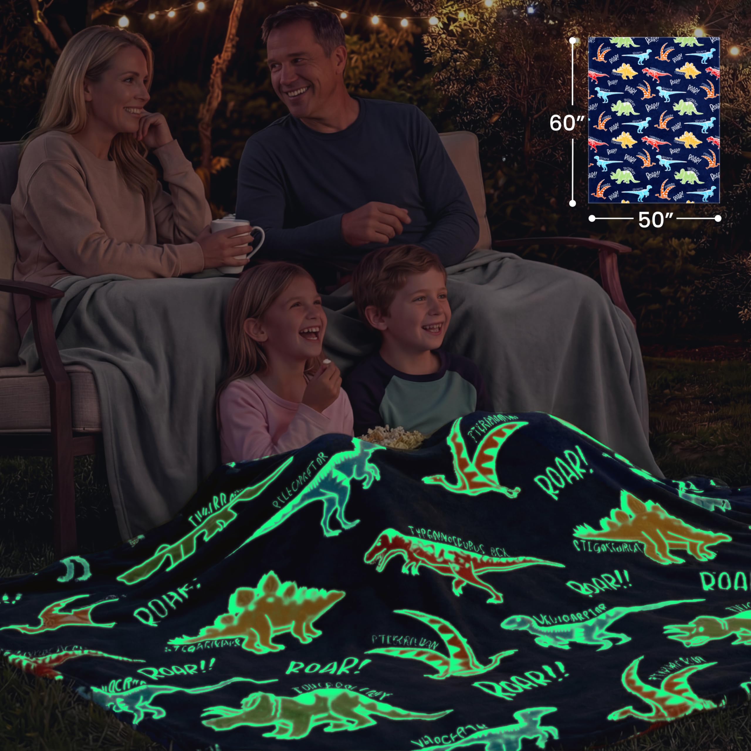 Glow in the Dark Dinosaur Blanket - Kids Gift -5