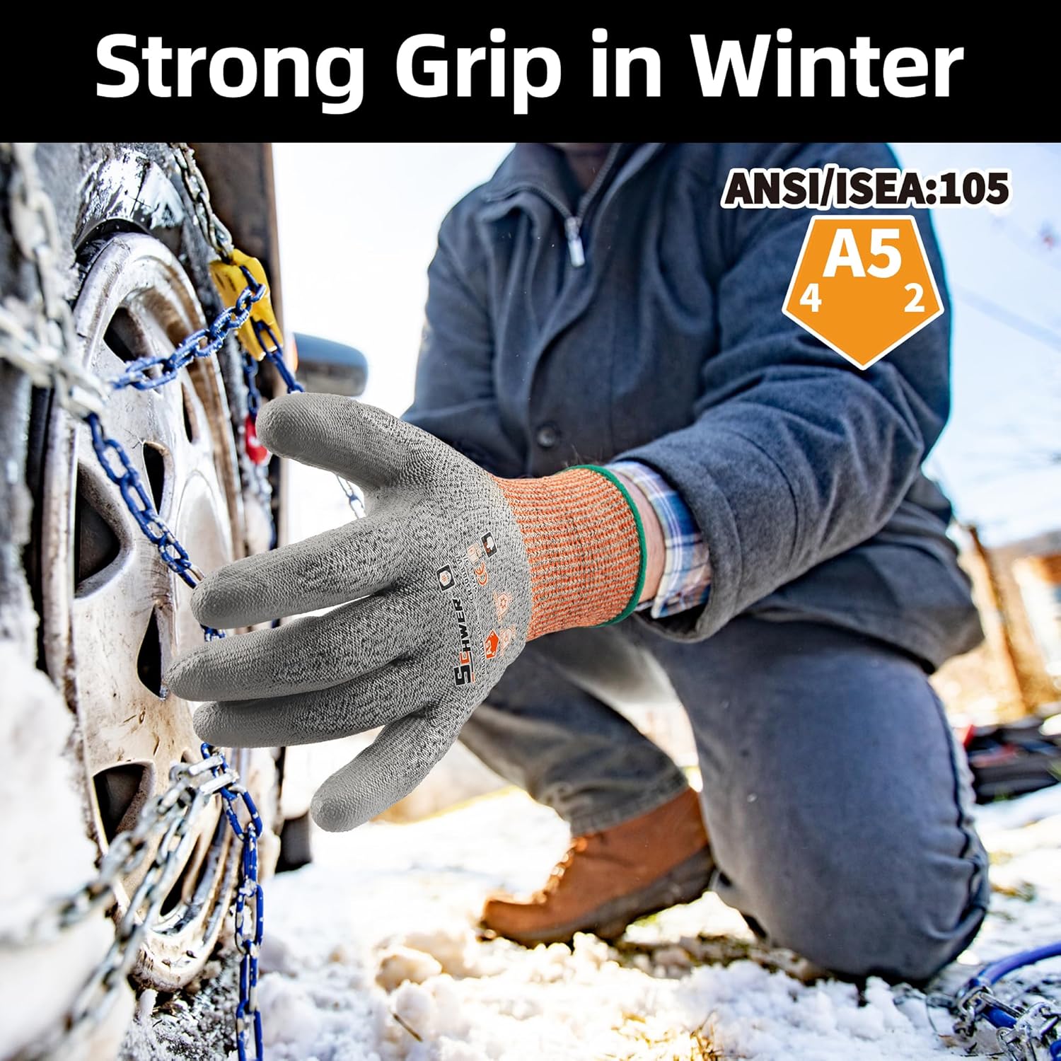 Schwer 12 Pairs Winter Work Gloves, ANSI A5 Cut Resistant Gloves with PU Coating, Freezer Glove for Outdoor Cold Weather, Thermal Insulated, Non Slip, Durable, L, CR3088-W - Image 5