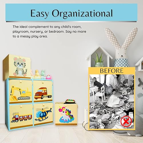 Miniatura 7 de Organizadores y almacenamiento de juguetes lavables, organizador de caja de juguetes de lona plegable para niños para dormitorio infantil o sala de